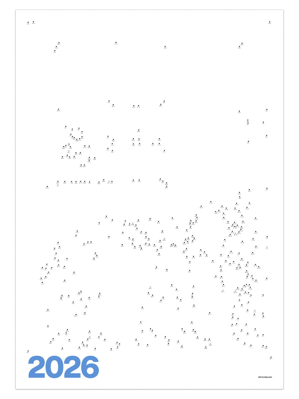 Punkt-zu-Punkt Wandkalender 2026