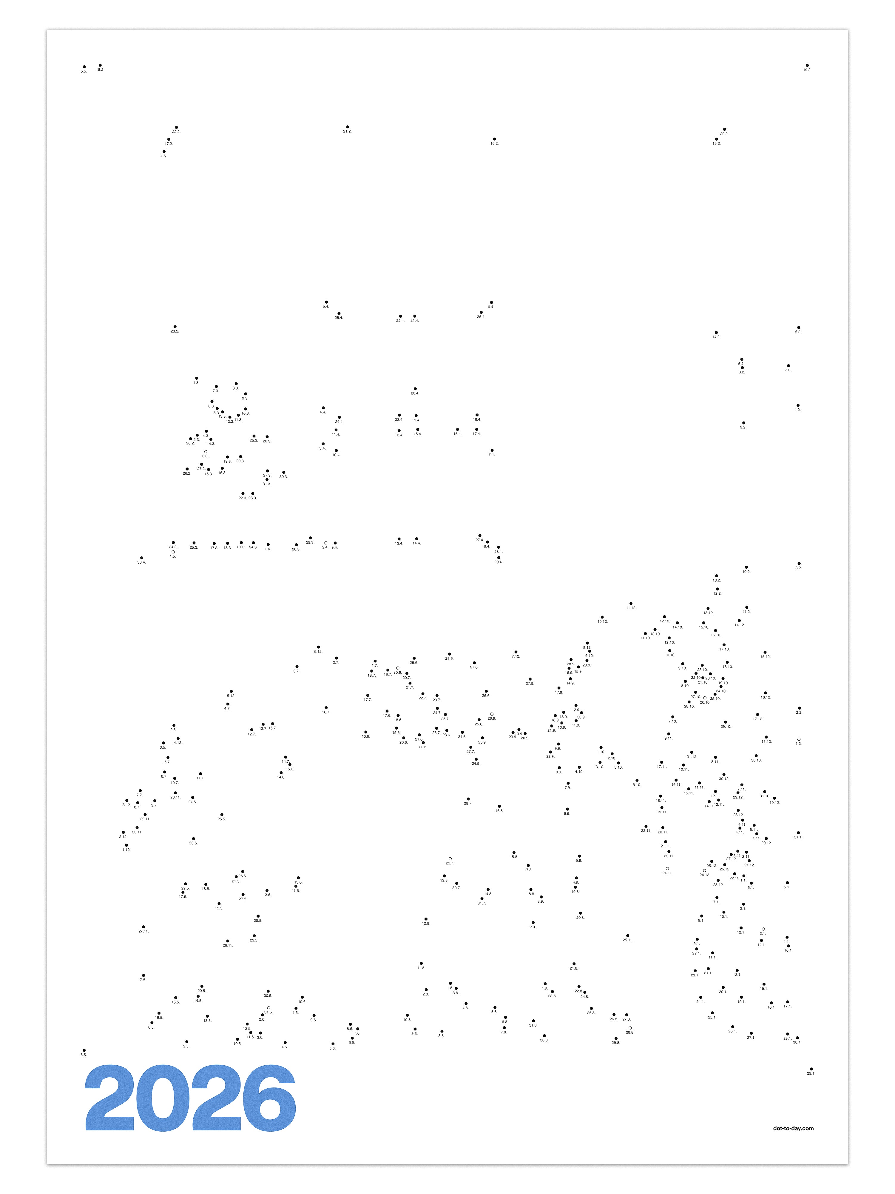 Punkt-zu-Punkt Wandkalender 2026